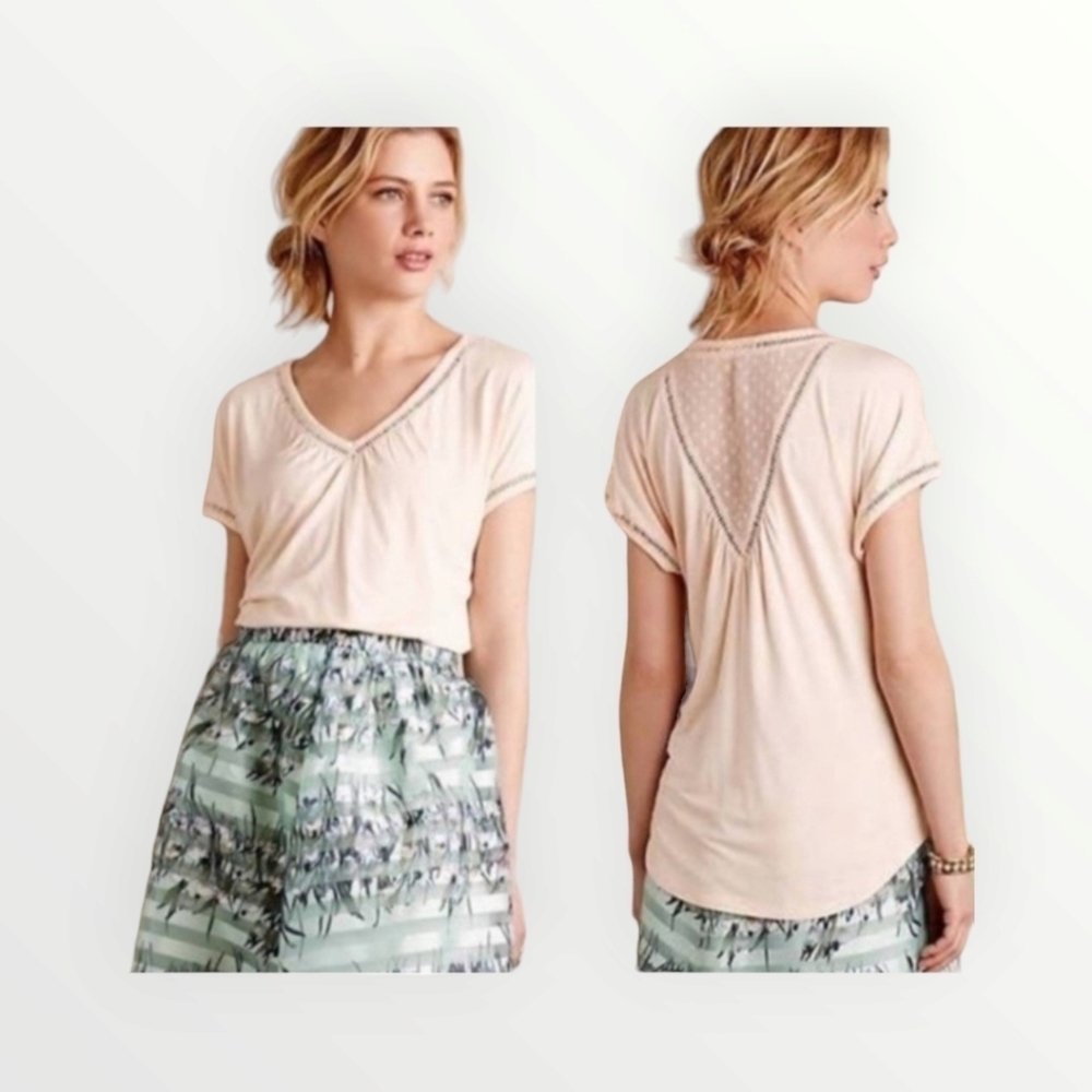 Anthropologie Meadow Rue Top Blouse XS Crochet Boho lace v-neck
